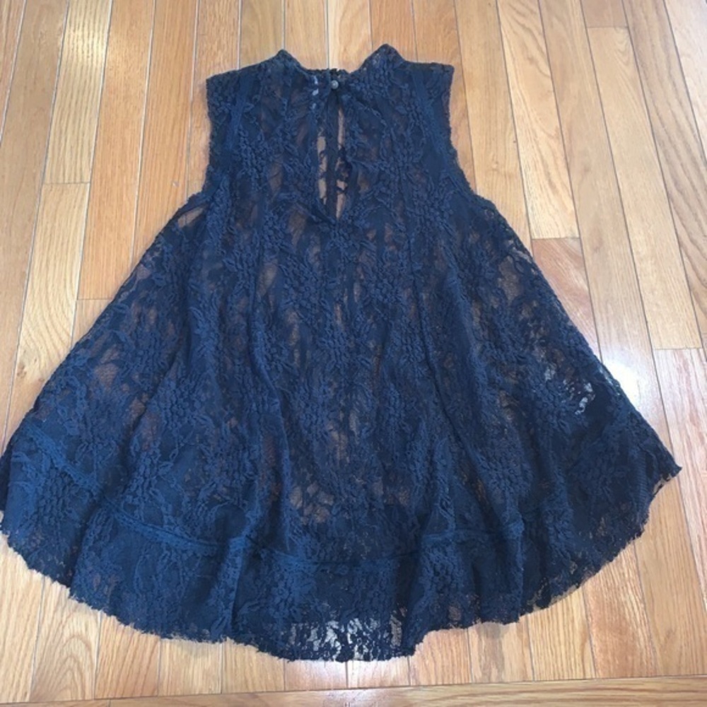 Free People Black Lace Sleeveless Boho Tank Top XS